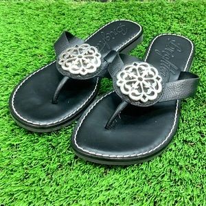 Brighton ALICE Leather Sandals/Silver Medallion.